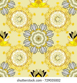 Beautiful fabric pattern. Vector watercolour floral pattern, delicate flowers, beige, yellow and neutral flowers, greeting card template.
