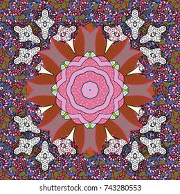 Beautiful fabric pattern. Vector watercolour floral pattern, delicate flowers, black, pink and white flowers, greeting card template.