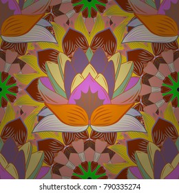 Beautiful fabric pattern. Vector watercolour floral pattern, delicate flowers, neutral, brown and yellow flowers, greeting card template.