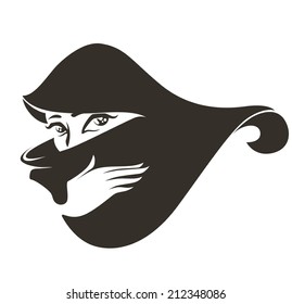 beautiful face of arabic muslim woman, vector illustration