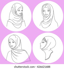 Beautiful Face Arabic Muslim Woman Vector Stock Vector (Royalty Free ...