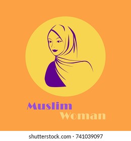 beautiful face of arabic muslim woman in hijab