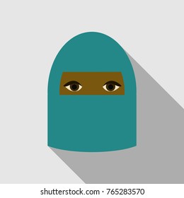 beautiful face of arabic muslim woman, vector illustration