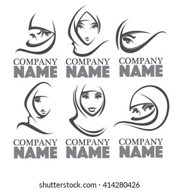 beautiful face of arabic woman, vector illustration
 for your logo