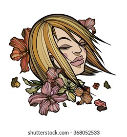 Beautiful face with flowers