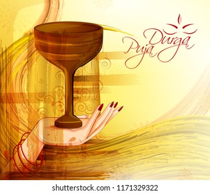 Beautiful face of Goddess Durga for Happy Dussehra or Shubh Navratri festival in vector