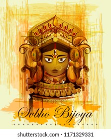 Beautiful face of Goddess Durga for Happy Dussehra or Shubh Navratri festival in vector