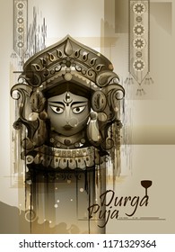 Beautiful face of Goddess Durga for Happy Dussehra or Shubh Navratri festival in vector