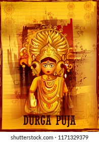 Beautiful face of Goddess Durga for Happy Dussehra or Shubh Navratri festival in vector