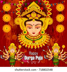 Beautiful face of Goddess Durga for Happy Dussehra or Shubh Navratri festival in vector