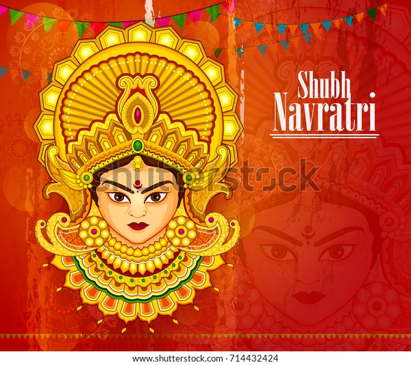 Beautiful Face Goddess Durga Happy Dussehra Stock Vector (Royalty Free ...