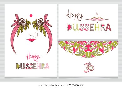 Beautiful face of hindu mythological Goddess Durga in zentangle style decorative ornament Mehndi for Happy Dussehra celebrations vector eps 10