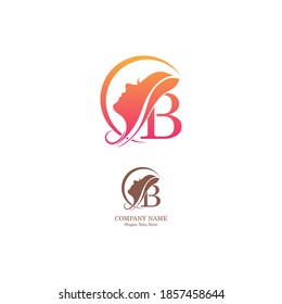 Beautiful face logo letter B icon in front  design vector