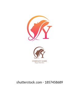 Beautiful face logo letter Y icon in front  design vector