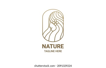 beautiful face logo in linear style