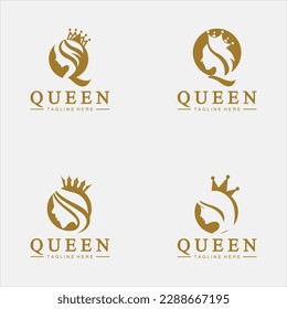 Hermoso logo de icono de la reina de la cara. para el logo de la reina. logotipo de negocios cosmético, de cuidado de la piel 