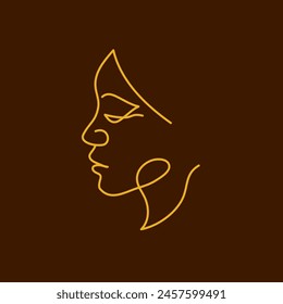 beautiful face of woman in the form of facial line art