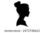 Beautiful Face Woman Side View Silhouette on Isolated white background, Woman avatar, Female face Silhouette Vector Illustration.