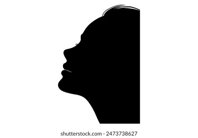 Beautiful Face Woman Side View Silhouette on Isolated white background, Woman avatar, Female face Silhouette Vector Illustration.