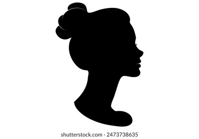 Hermosa cara de la mujer silueta de vista lateral sobre fondo blanco aislado, avatar de la mujer, cara femenina silueta Ilustración vectorial.