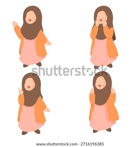 Beautiful Faceless Muslim Character Set