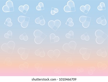 Beautiful fading white hearts pattern on a gradient background
