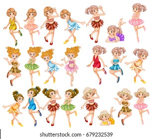 Beautiful fairies in colorful clothes illustration