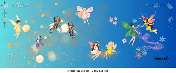 Beautiful fairies float beautifully on the starlit night, bringing magic with every flap of their wings