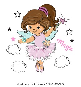 Beautiful fairy ballerina girl on white background