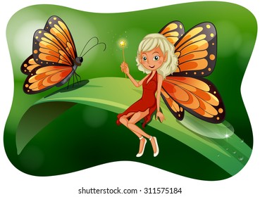 Beautiful fairy with butterfly illustration