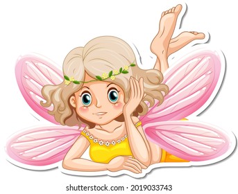 Beautiful fairy cartoon character sticker illustration