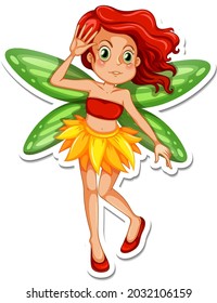 Beautiful fairy cartoon character sticker illustration