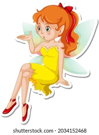 Beautiful fairy cartoon character sticker illustration