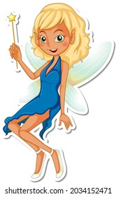 Beautiful fairy cartoon character sticker illustration