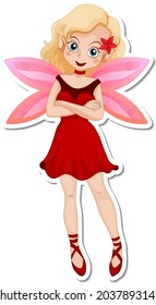 Beautiful fairy cartoon character sticker illustration