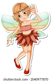 Beautiful fairy cartoon character sticker illustration