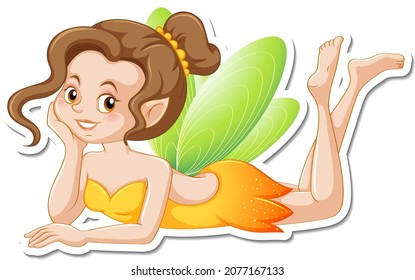 Beautiful fairy cartoon character sticker illustration