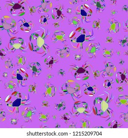 Beautiful fairy crab multicolored background seamless.