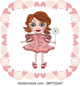 Beautiful fairy cute cartoon vector illustration