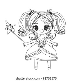 beautiful fairy - doodle vector graphic