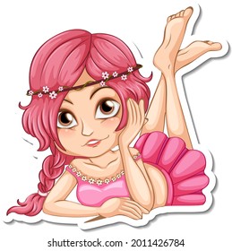 Beautiful fairy girl cartoon character sticker illustration
