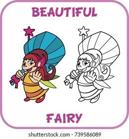 Beautiful Fairy Illustration For Kids. Fairy Coloring Sheet.