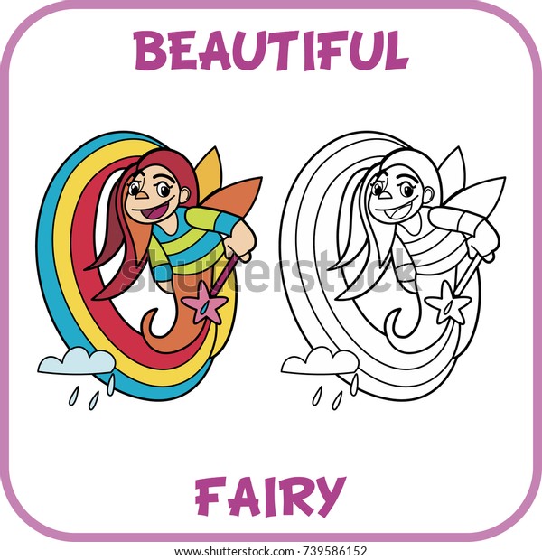 beautiful fairy illustration kids fairy coloring stock