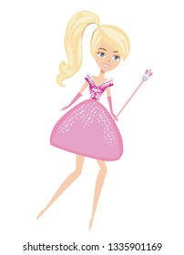 Beautiful fairy with magic wand - isolated illustration