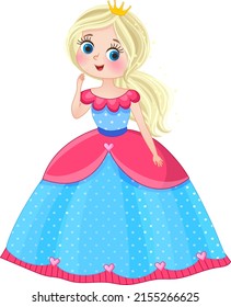 beautiful fairy princess in elegant dresses isolated on white background