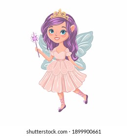 Beautiful fairy princess. Magic character design. Vector hand drawn illustration