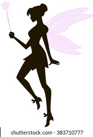 Beautiful fairy, silhouette vector