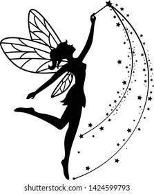 Beautiful Fairy Silhouette Vector Template Stock Vector (Royalty Free ...