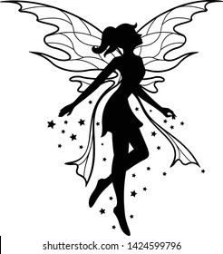 beautiful fairy silhouette vector template