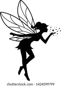 Beautiful Fairy Silhouette Vector Template